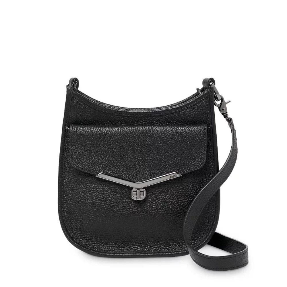 Botkier Crossbody Hobo Bag Black Valentina Leather Gunmetal Detachable Strap